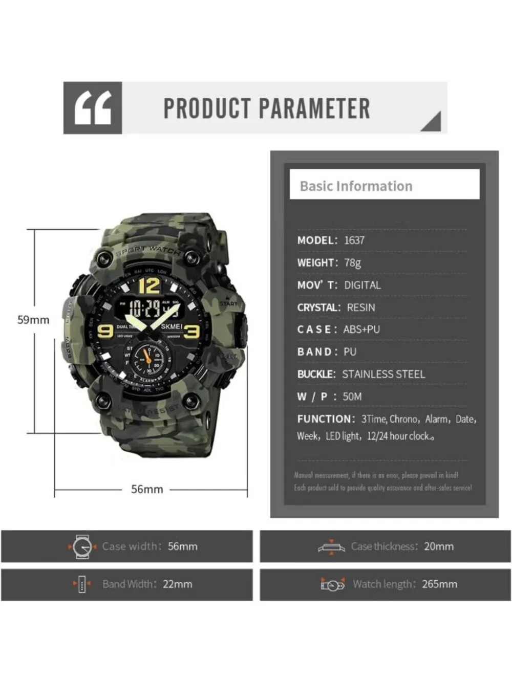 Men's Camouflage Sports Watch - Large Face, Waterproof, Shockproof